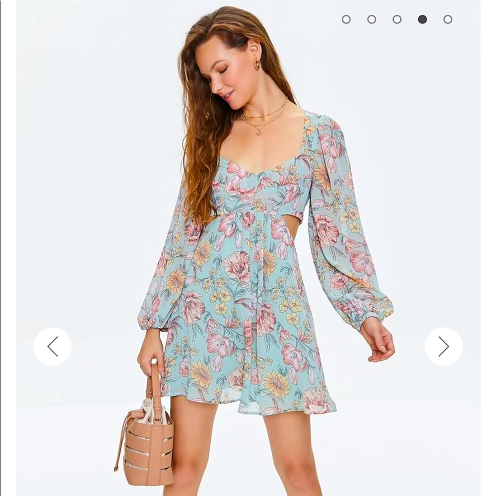F21 Floral Print Cutout Mini Dress